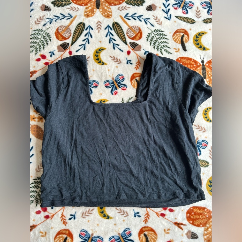 Wild Fable Black Square Neck Crop Top